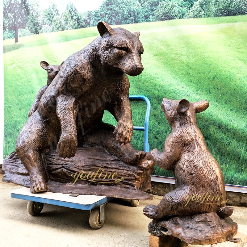 bronze Bear Family Statue