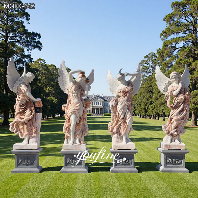 Mixed Color Marble Winged Four Seasons Statues MOKK-642