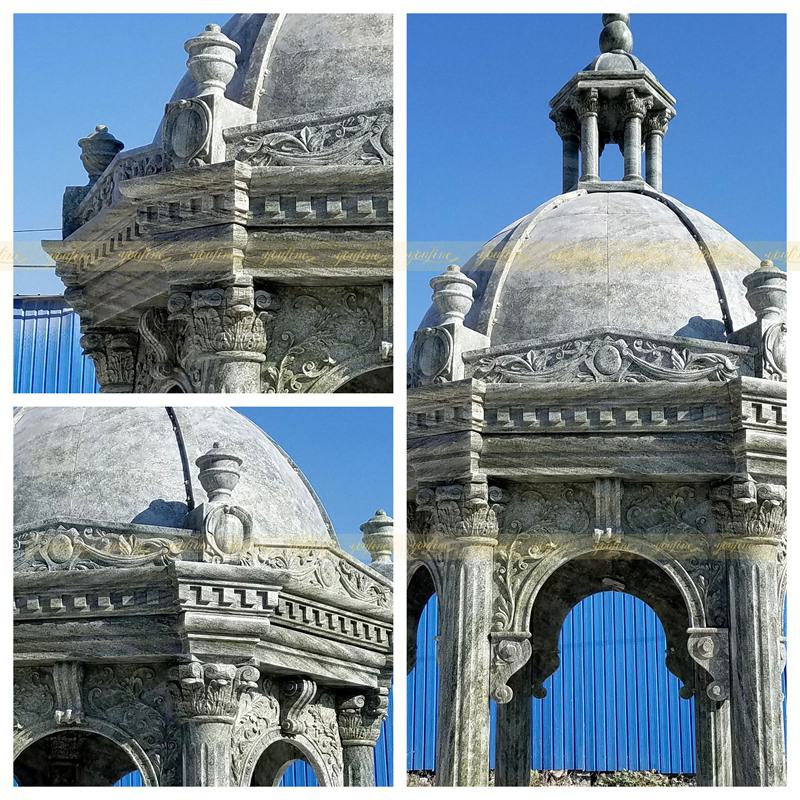 large green stone gazebo details show