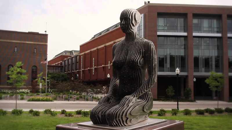 Abstract Metal Disappear Sculpture Urban Street