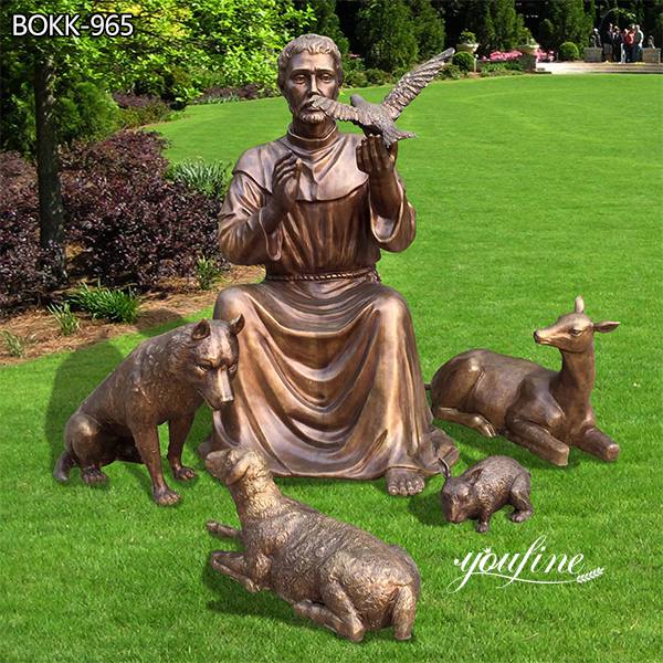 Catholic Bronze St Francis of Assisi and Animal Statue for Sale BOKK-965
