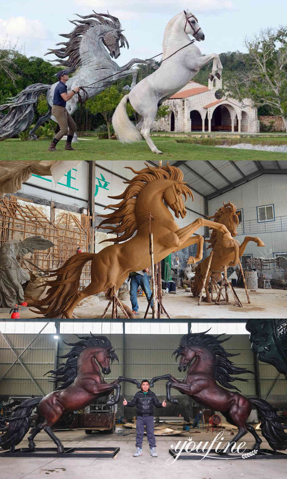 Custom bronze horse sculpture based on photos of a real horse.