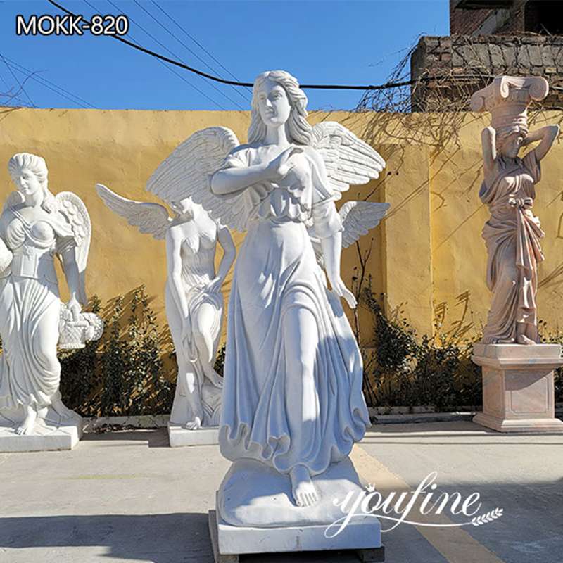 Garden Life Size White Marble Angel Statue for Sale MOKK-820
