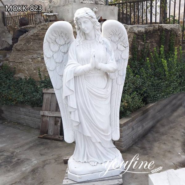 Garden Natural Marble Praying Angel Statue for Sale