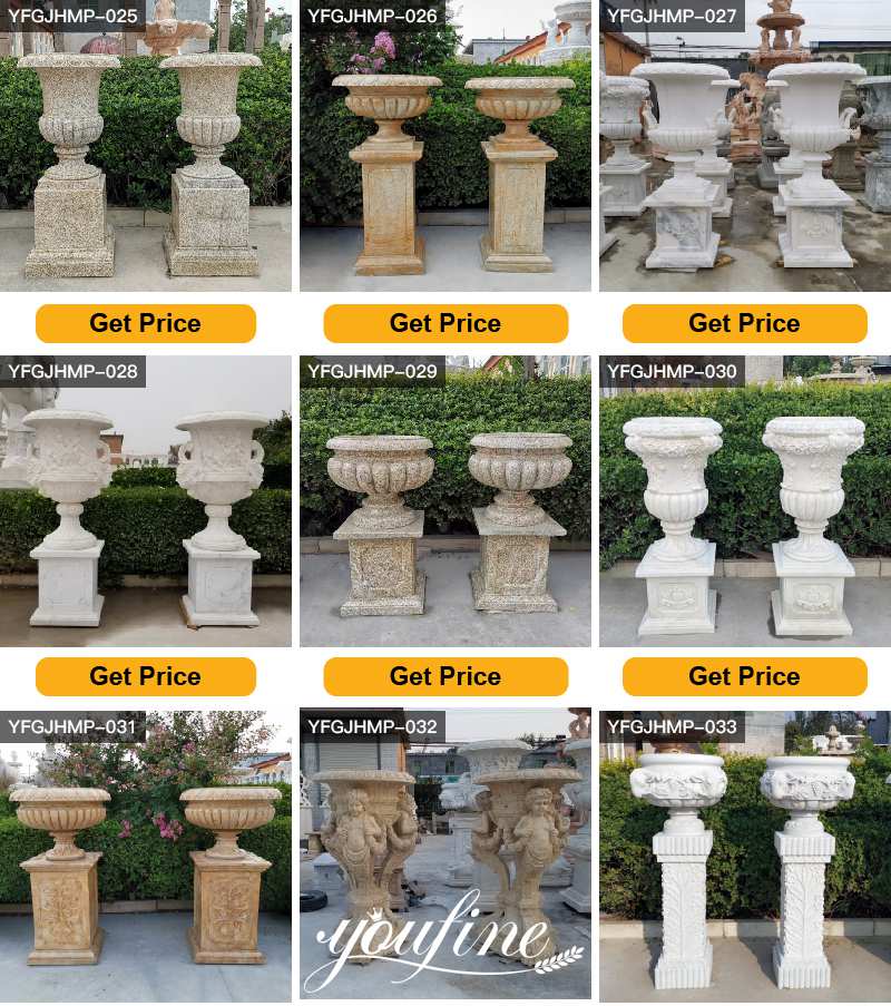 Hand Carved Large Garden White Marble Planters