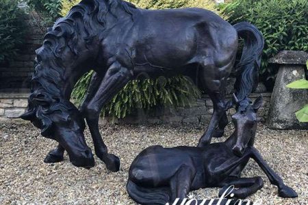 Life Size Garden Bronze Mare with Foal Statue for Sale BOKK-868