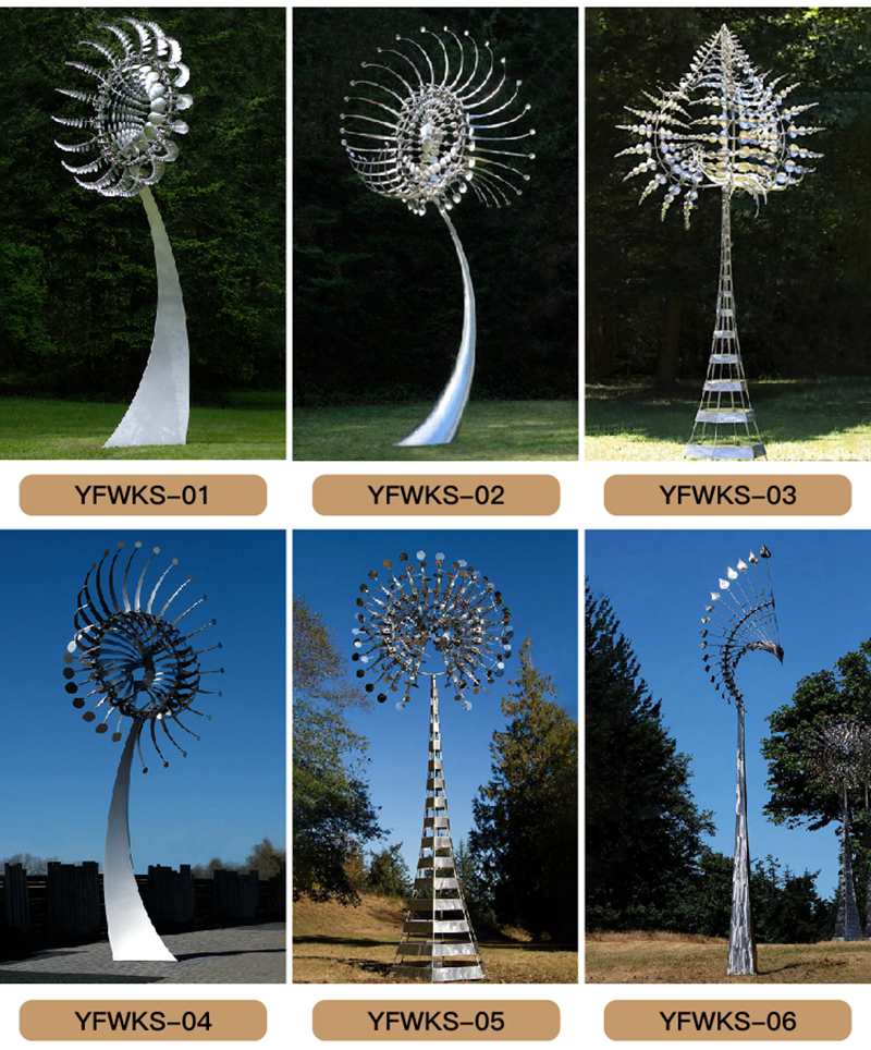 Modern Metal Large Kinetic Wind Sculpture