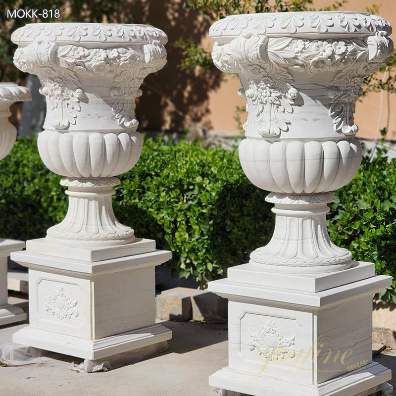 Outdoor Large Marble Garden Flower Pots