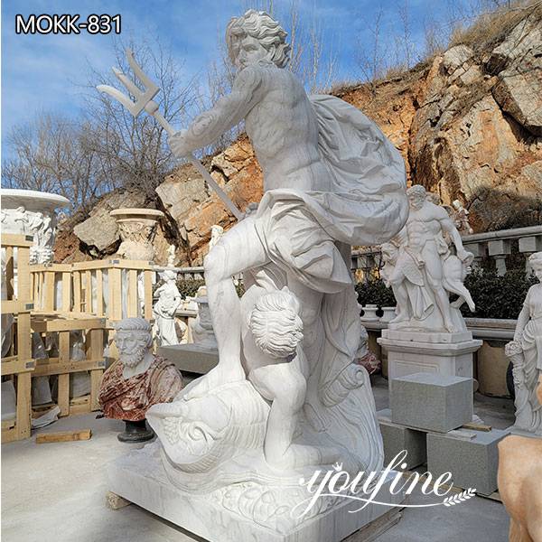 7 Feet High White Marble Poseidon Statue Garden Decor for Sale MOKK-831