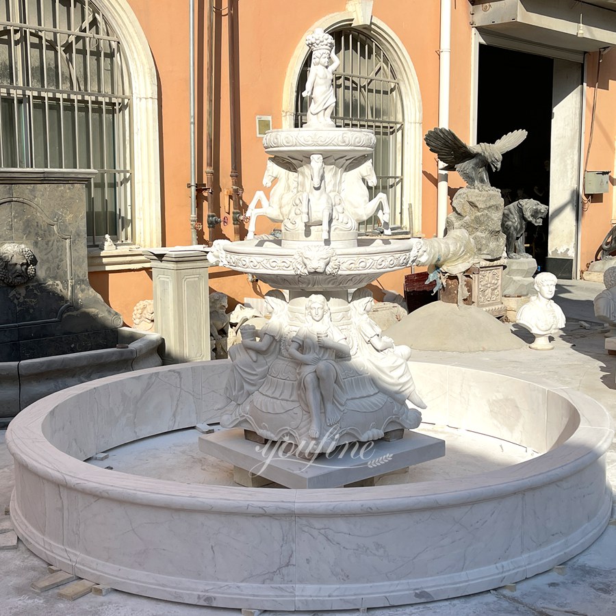 beautiful female and horse statue Marble Garden Fountain