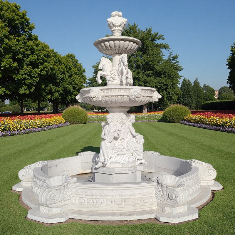 Woman and Horse Statue Marble Fountain for Garden MOKK-822 Woman and Horse Statue Marble Fountain for Garden MOKK-822