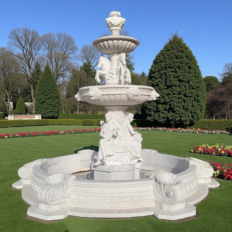 marble four female figures garden fountain