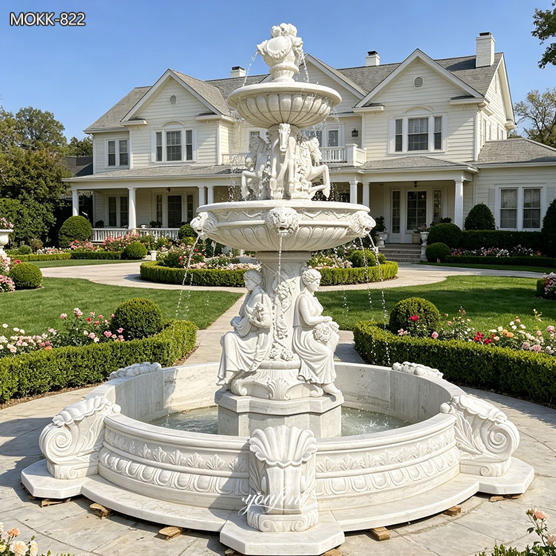 Woman and Horse Statue Marble Fountain for Garden MOKK-822