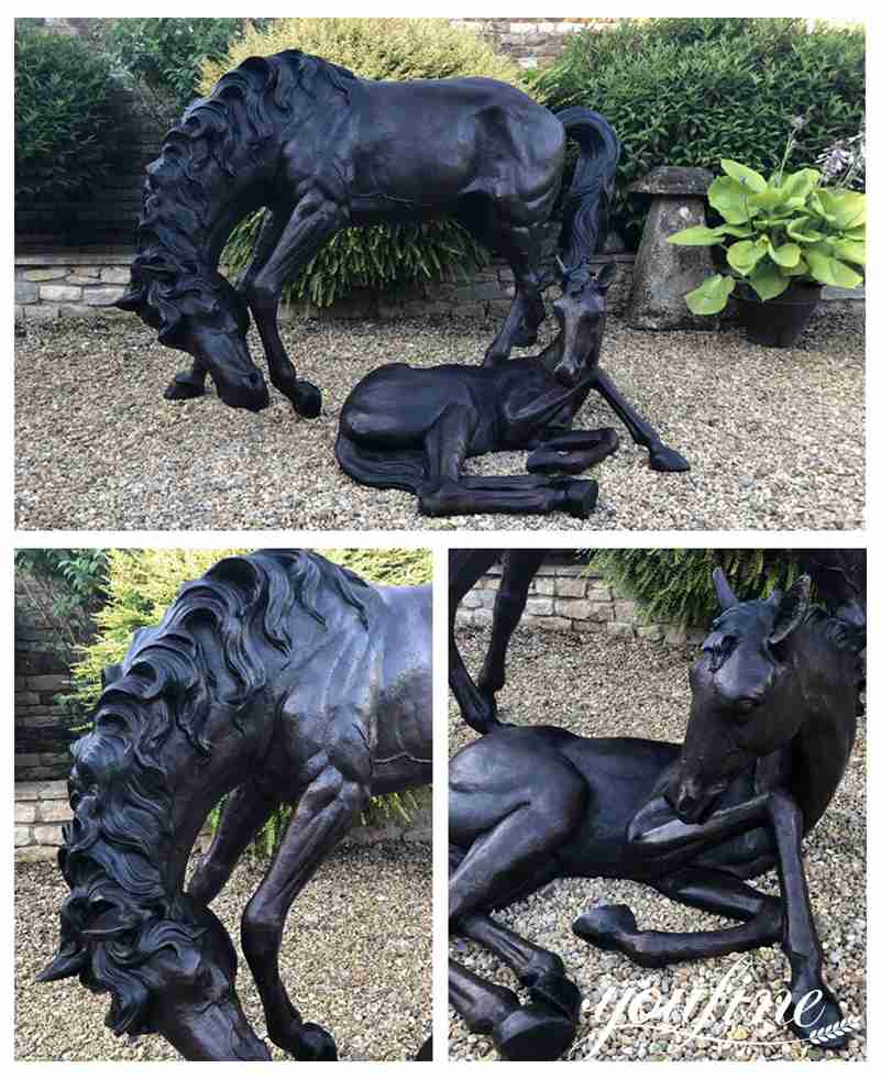 mare and filly bronze statue