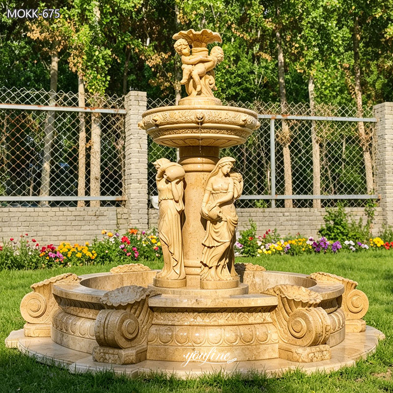 Natural Travertine Tountain with Female Statue MOKK-675
