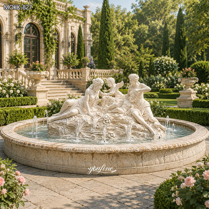 Marble Woman with Cherub Statue Fountain MOKK-827