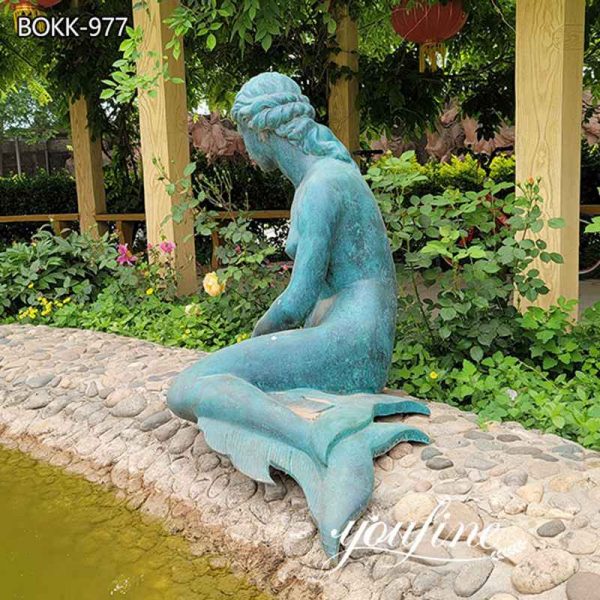 Bronze Life Size Mermaid Statue Fountain Pool Decor on Sale