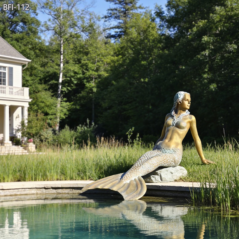 Bronze Outdoor Life Size Mermaid Statue for Pool