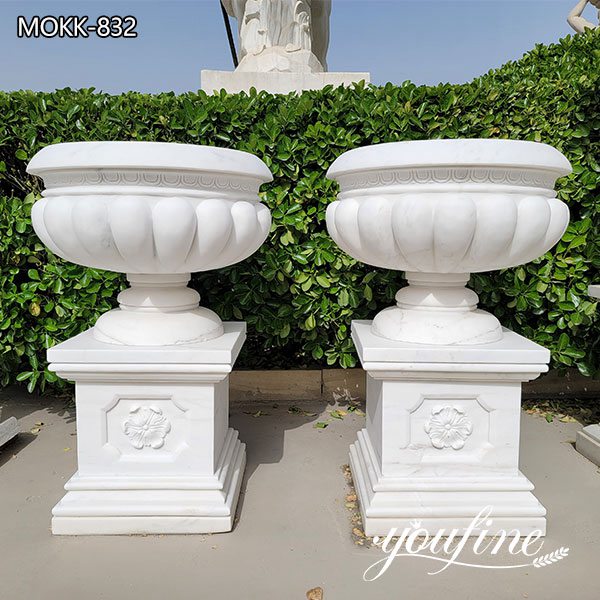 Garden Decor White Marble Flower Pots Manufacturer