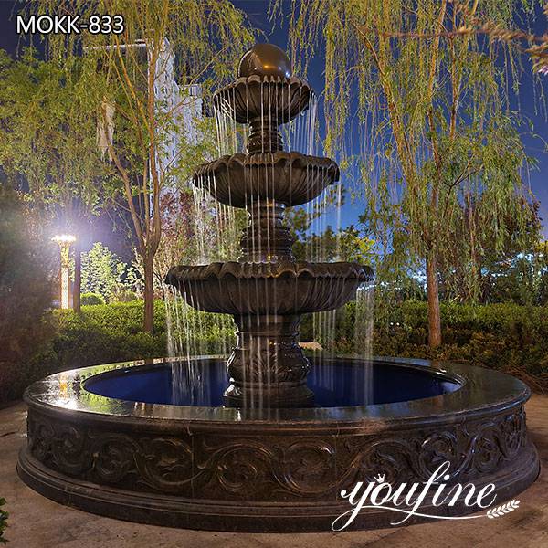 Large Black Marble Three Tiered Fountains Outdoor for Sale MOKK-833