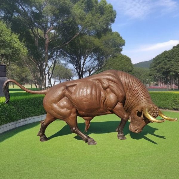 Large Bronze Bull Statue