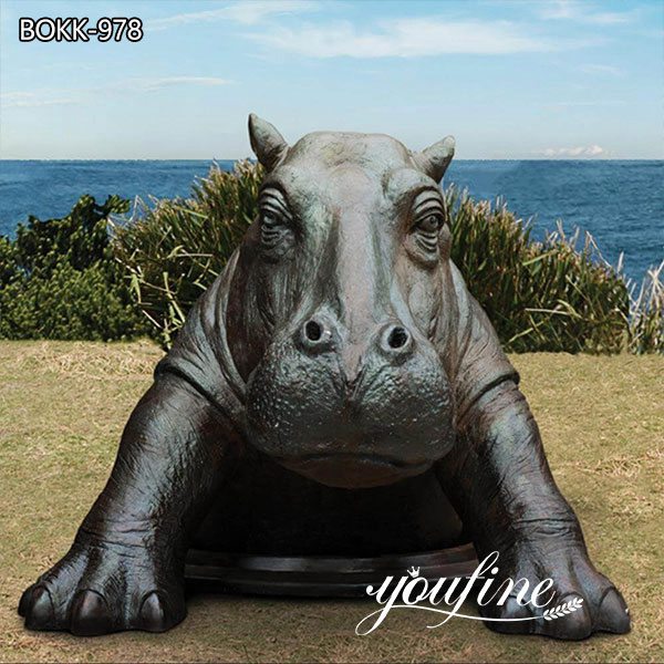 Large Bronze Come Out Hippo Statue