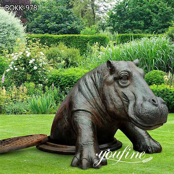 7th Wedding Anniversary Gift Hippo Sculptures Bronze/ Resin Garden Ornaments 