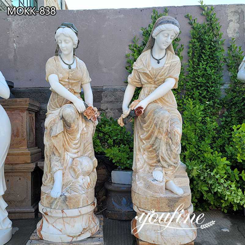 Life Size Beige Marble Woman Garden Statue for Sale