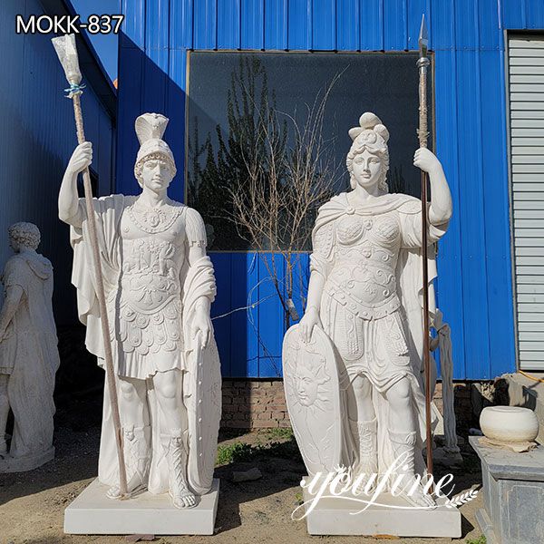 Roman Style Large Marble Warrior Statues for Manor Entrance for Sale