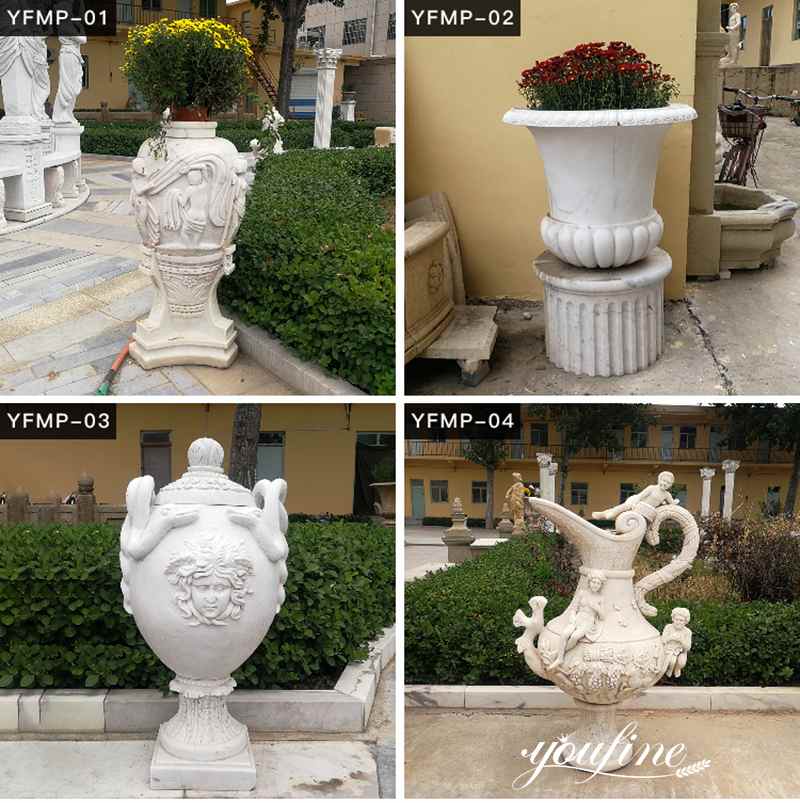 large marble plant pot
