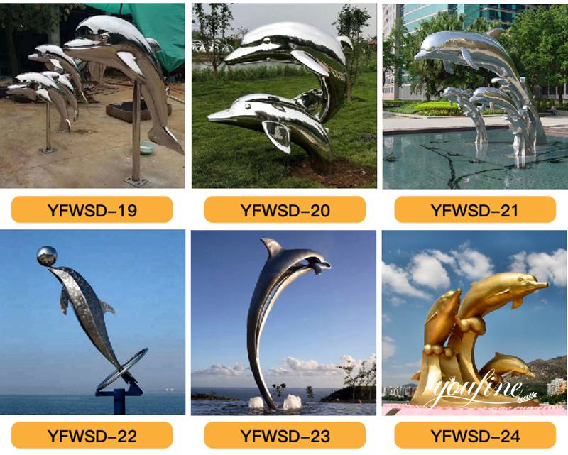 stainless steel dolphin sculpture