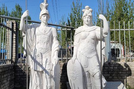 Roman Style Large Marble Warrior Statues for Manor Entrance for Sale MOKK-837