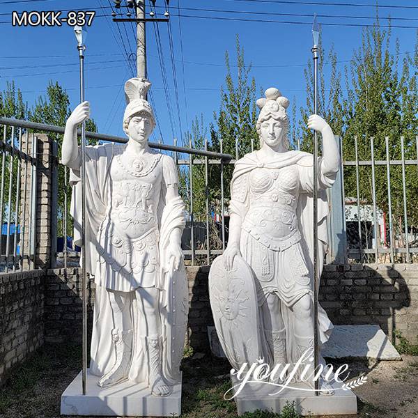 Roman Style Large Marble Warrior Statues for Manor Entrance for Sale MOKK-837