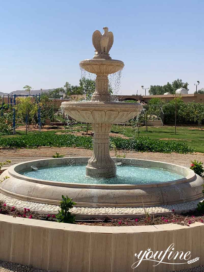 Beige Tiered Marble Fountain for Sale