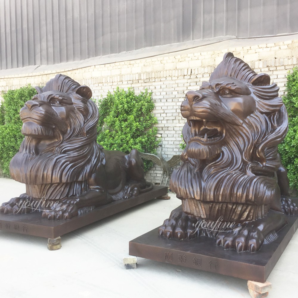 Casting bronze Lion Sculpture for Bank