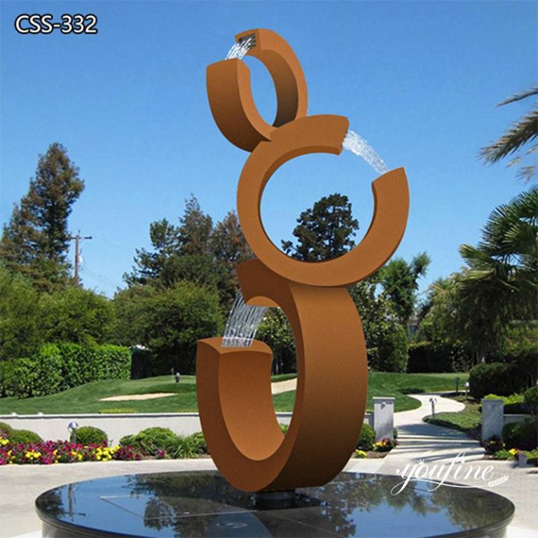 Modern Corten Steel Fountain Garden Sculpture for Sale CSS-332