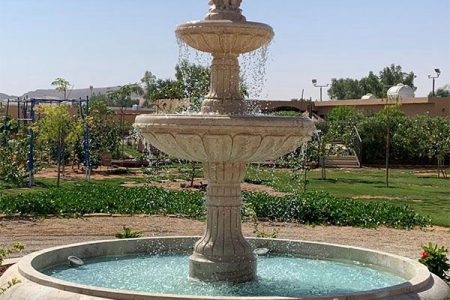 Garden Natural Beige Tiered Marble Fountain for Sale MOKK-841