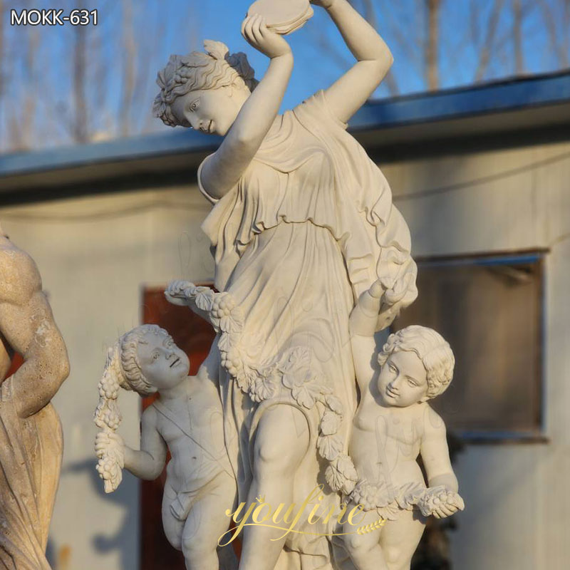Hand Carved White Marble Woman with Child Statue