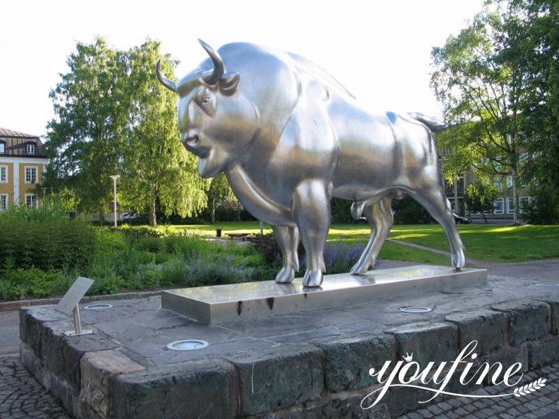 Large Stainless Steel Metal Avesta Bull Statue