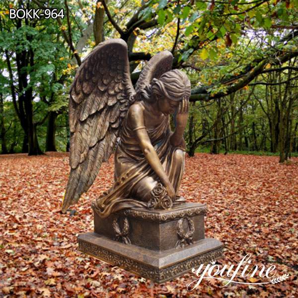 Life Size Bronze Angel Sculpture Kneeling Angel for Sale MOKK-964