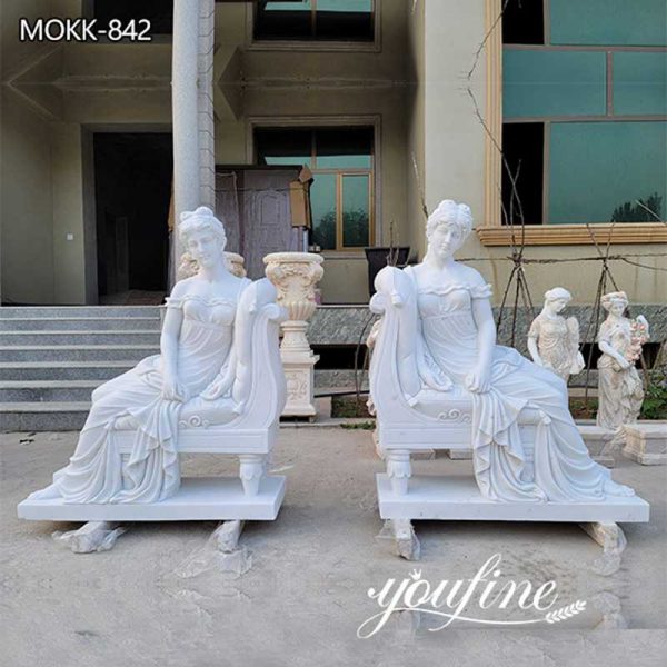 Life Size Marble Sitting Woman Statues Outdoor Garden for Sale