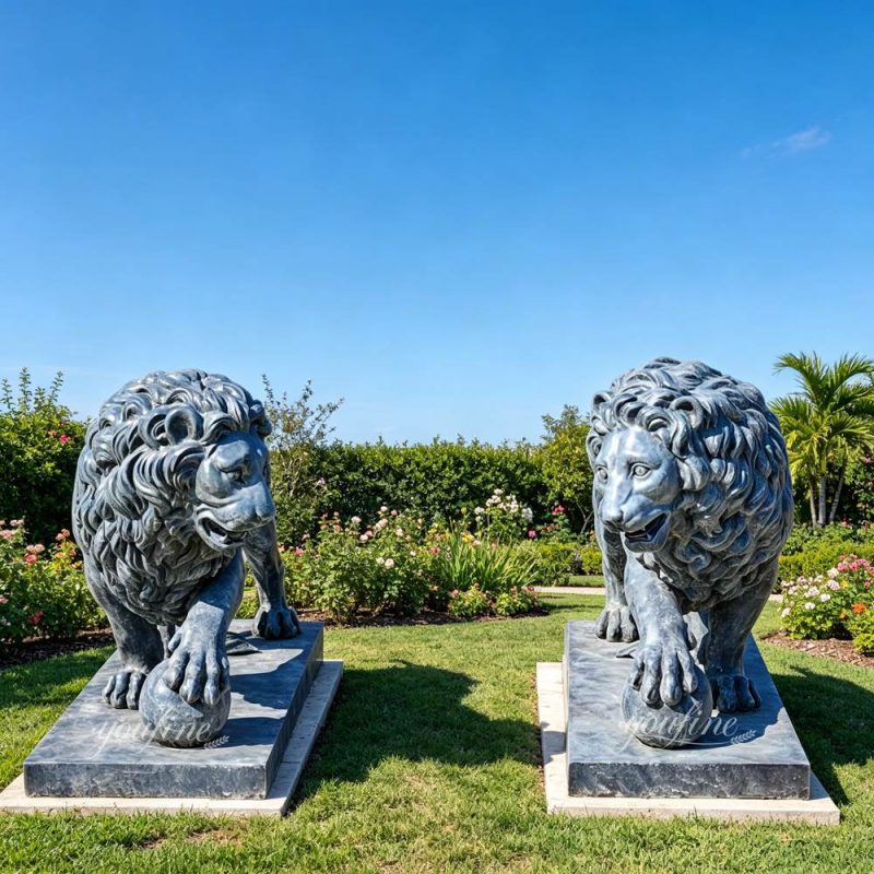 Custom Lion Holding Ball Statue for garden
