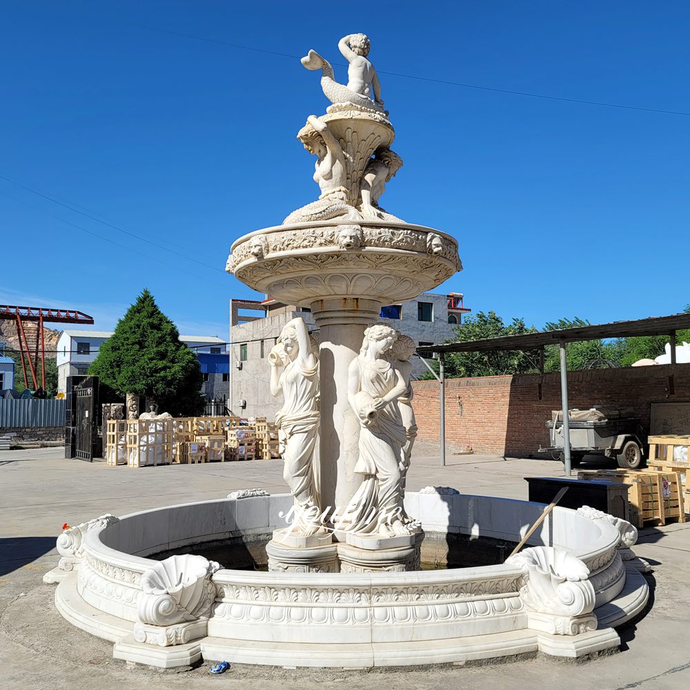 white Mermaid and Woman Garden Fountain