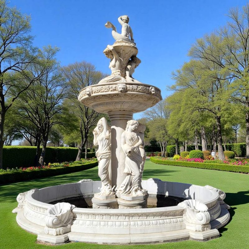 white Mermaid and Woman Statue Fountain