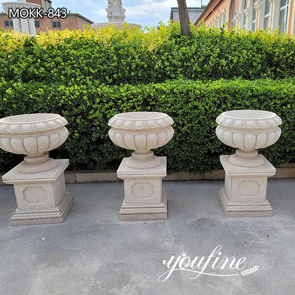 Outdoor Large Marble Flower Pots Home Garden Decor Wholesale MOKK-843