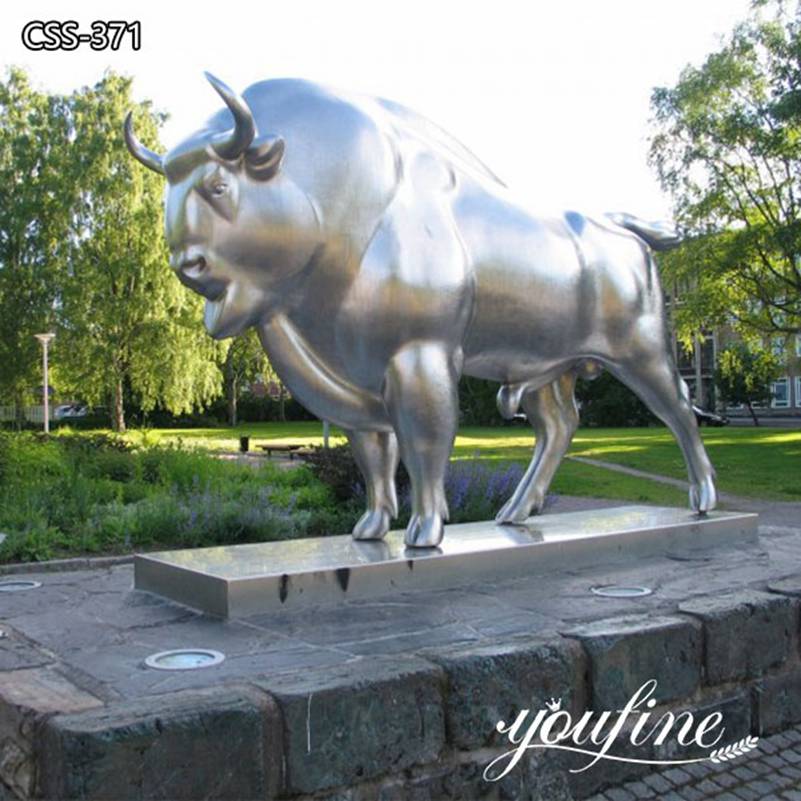 Plaza Decor Large Stainless Steel Metal Avesta Bull Statue for Sale CSS-371