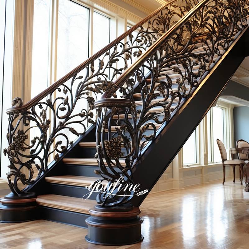 Beautiful Grand Wrought Iron Staircase Railing Handrails for Sale IOK-166