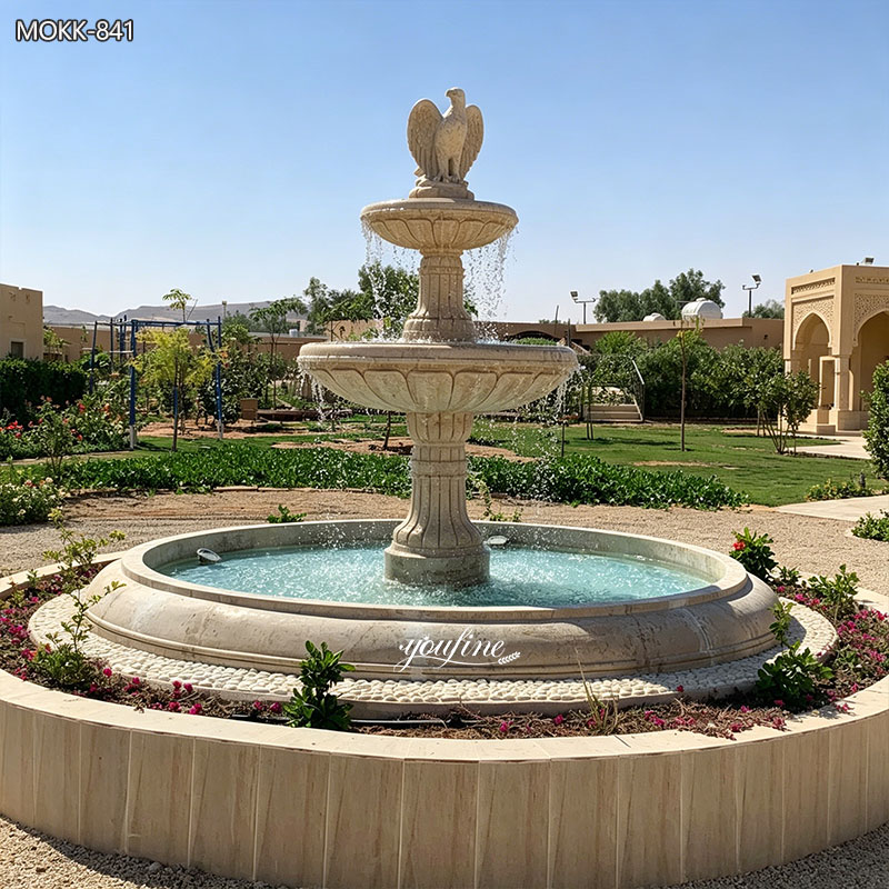 Marble Tiered Eagle Fountain