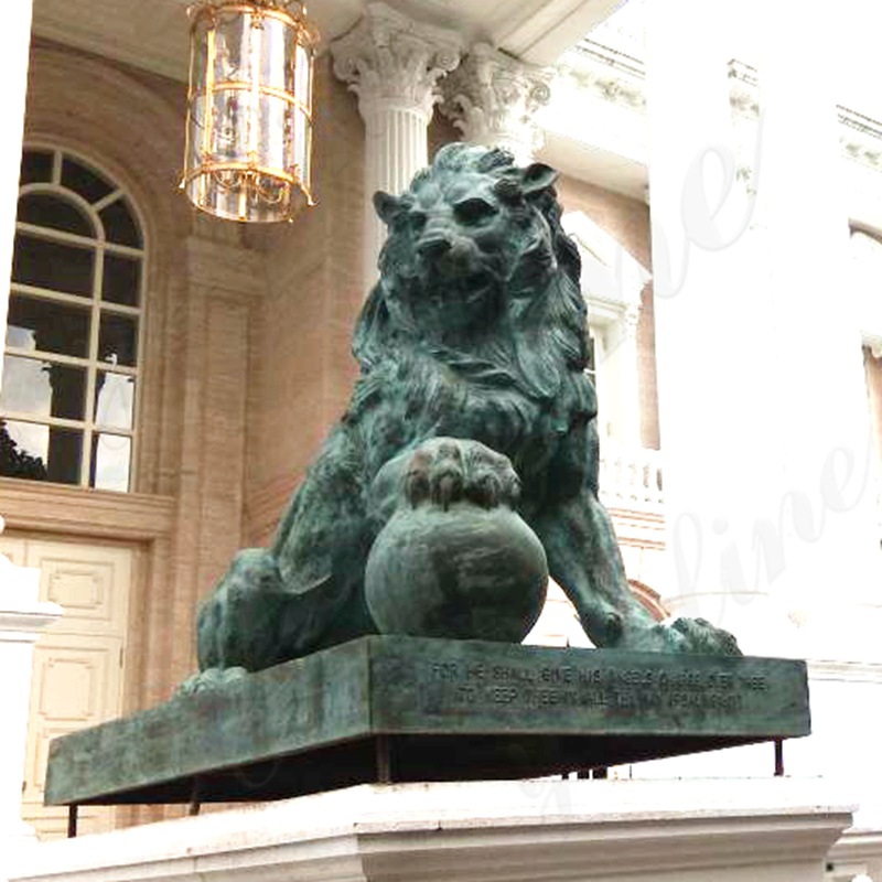 Life Size Guardian Bronze Lion Statues for Front Porch BOKK-447