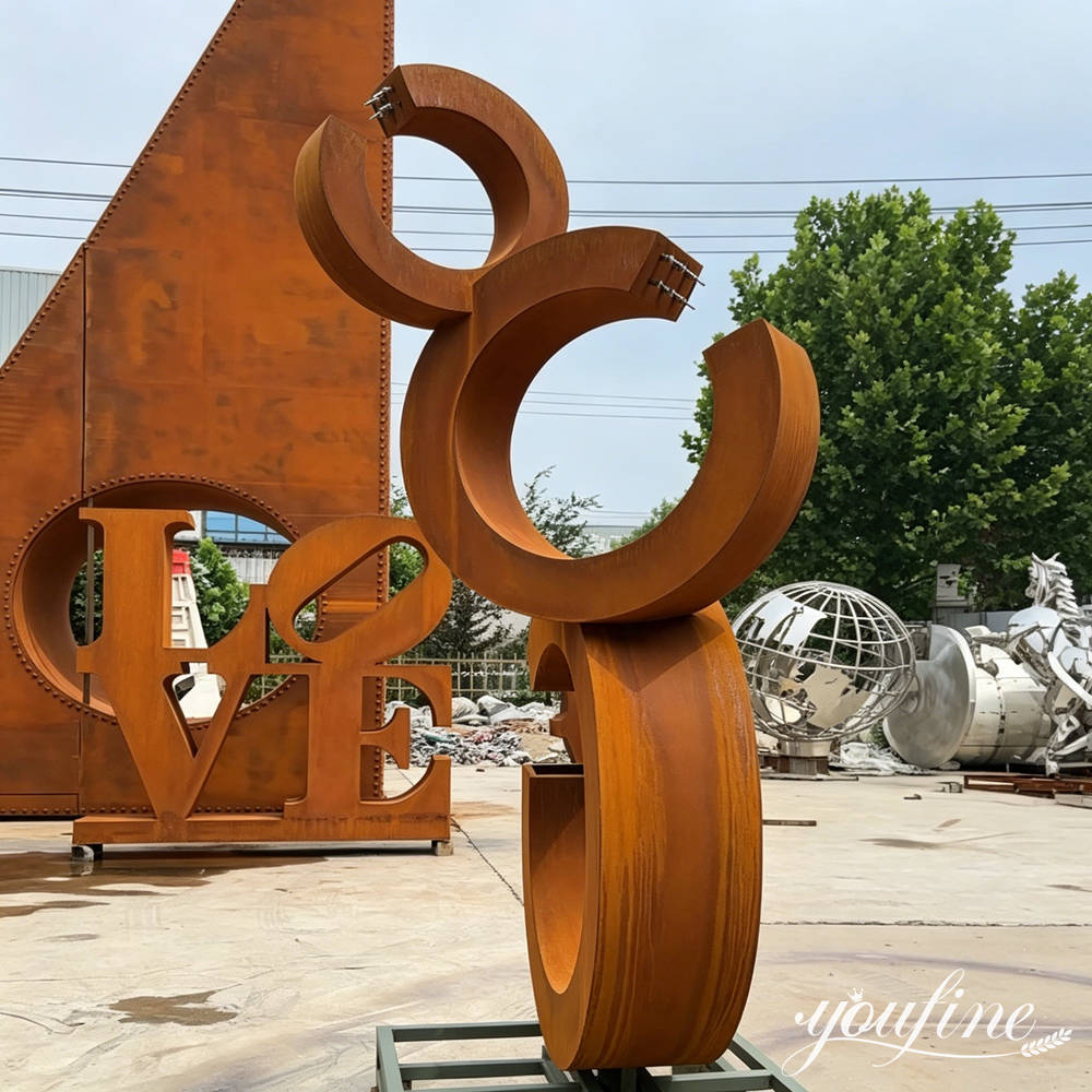 corten steel water fountain details